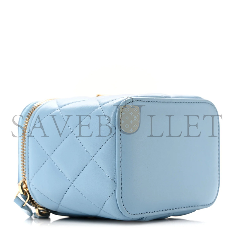 CHANEL MASTER LAMBSKIN QUILTED PEARL CRUSH MINI VANITY CASE WITH CHAIN AS1447 (11*8.5*7cm)